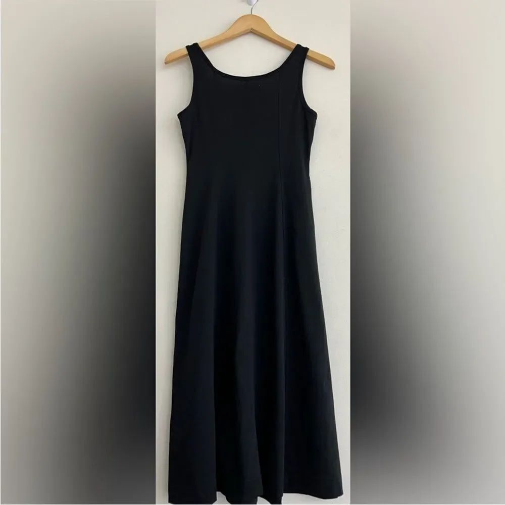 NWT Everlane The Luxe Cotton Seamed Tank Midi Dress in Black Size XS - Picture 5 of 10